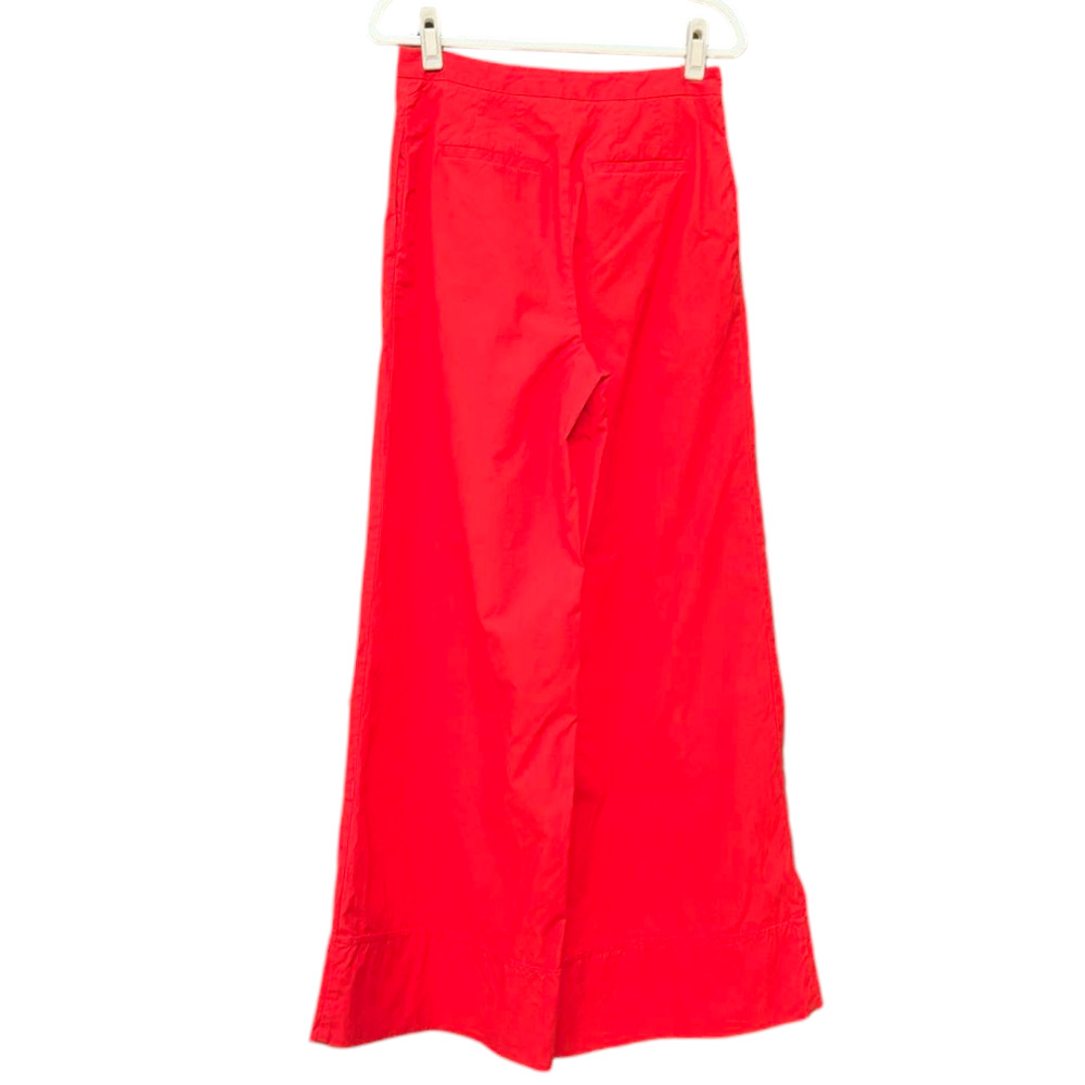 Anthropologie Red Poplin Wide Leg Pants Pleated Cotton Size 8 - Picture 2 of 5